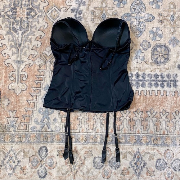 Intimissimi Black Animal Print Satin Corset Garder Bra Top - Picture 5 of 6